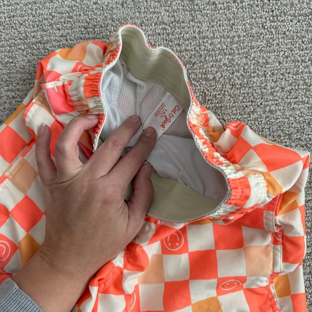 Cat & Jack Orange and Cream Checkered Shorts